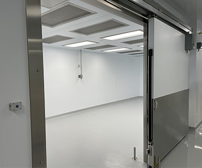 A room with a door open
